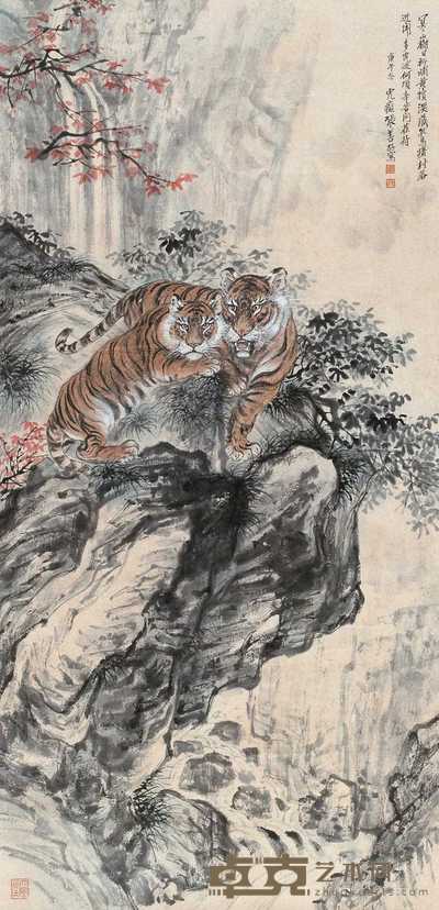 张善孖 1930年作 黄犊深藏图 立轴 140×68cm